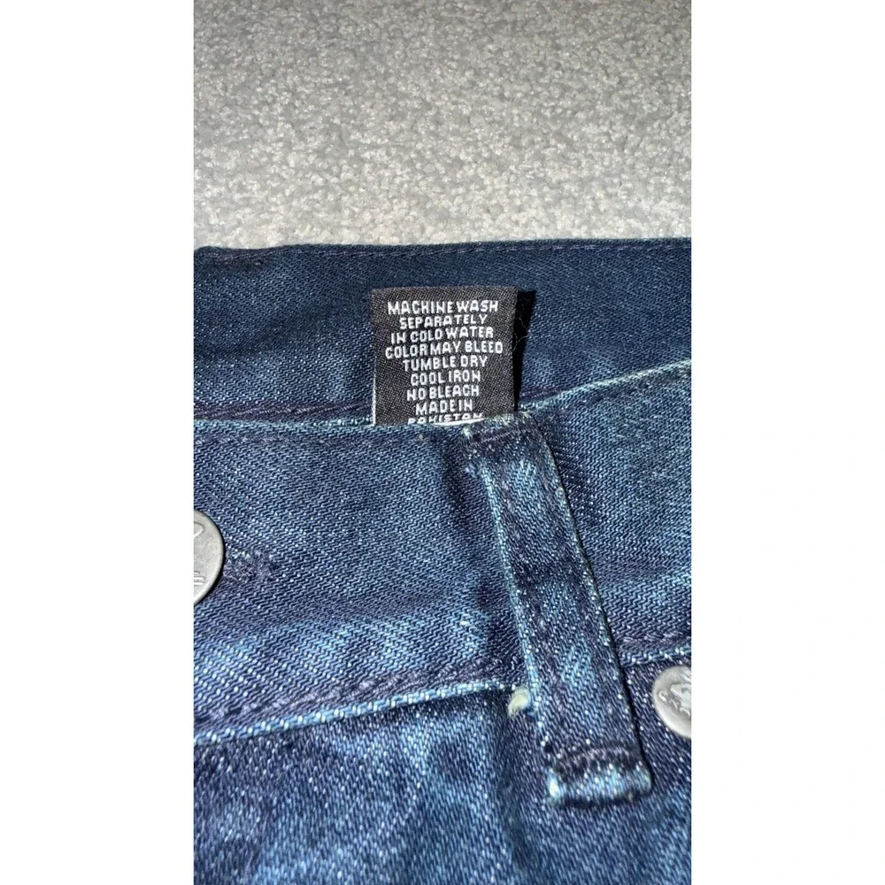 Craze Mens Straight Leg Jeans Blue Faded Wash Curved Seam Streetwear Denim - Picture 10 of 10